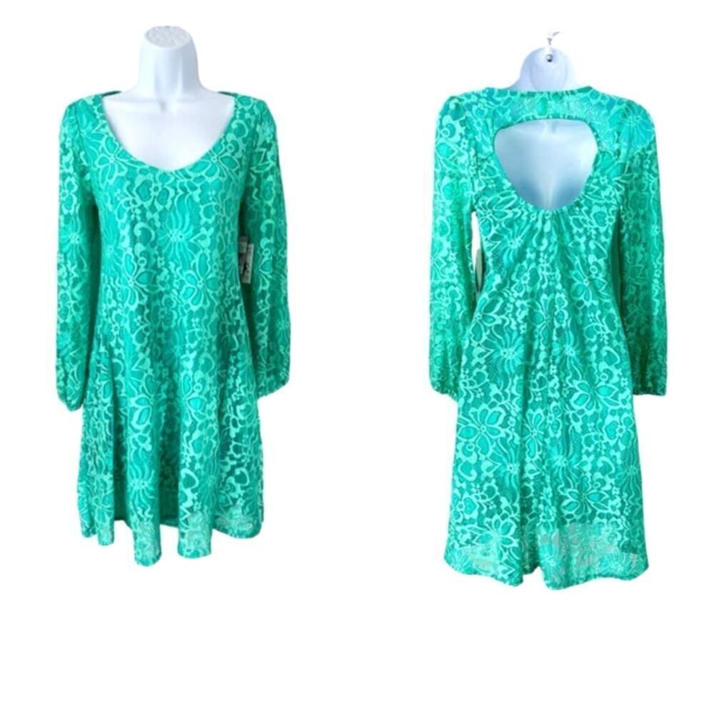 Paisley Raye Women's NWT SZ XS Fully Lined Aster‎ Open Back Teal Swing Dress